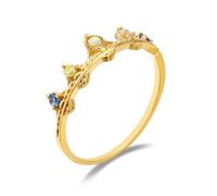 Promise Ring for Her, Wedding Band Women Crown with Marquise Opal Gold 18.1K Yellow Gold Size X 1/2