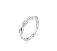 Promise Ring for Women White Gold, Solid 18K Real Gold Engagement Bands Unique with Real Diamond Anniversary Rings for Her Size U 1/2