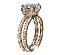 Promise Ring Geometric Ring Retro Personality Fashion Temperament Open Joint Valentine's Day Gift (Gold, A)