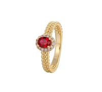 Promise Ring Gold, Women's Engagement Rings Vintage Red Lab Ruby 0.5ct Band 9K Yellow Gold with Moissanite Size K 1/2