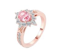 Promise Ring Goth, Pre Engagement Ring with Oval Shape 2Ct Lab Created Pink Diamond 18K Rose Gold Size L 1/2