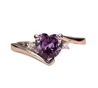 Promise Ring Heart Sea Sapphire Zircon Black Shaped Ring For Girls Decorative Light Wedding Engagement Handicraft (B, 6)