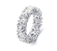 Promise Ring Matching, Cute Engagement Rings Heart All-Around Band 18.1K White Gold with White Moissanite Size O 1/2