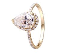 Promise Ring Matching, Pretty Rings for Women Teardrop Shape 14K Yellow Gold with White Moissanite Size R 1/2