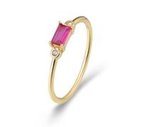 Promise Ring Matching, Rings for Me Rectangular with Rose Red Red Corundum 14K Yellow Gold Size H 1/2
