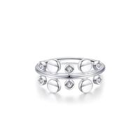 Promise Ring Matching, Vintage Diamond Band Circle Silver with Diamond 14K White Gold Size P 1/2