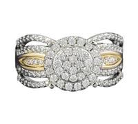 Promise Ring Micro Inlaid Plated Rose Gold Two Color Ring European And Banquet Engagement (A, 6)