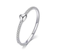 Promise Ring Set, Best Friends Rings 9K White Gold Dainty Heart with Round Moissanite Size L 1/2