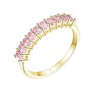 Promise Ring Set, Engagement Ring Vintage Style Gold Elegant with Pink Round Shape Created Morganite 9K Yellow Gold Size S 1/2