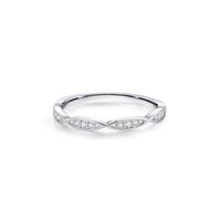 Promise Ring Set, Pretty Rings for Women Simple Twisted Wave Design with Round Diamond 18K White Gold Size M 1/2
