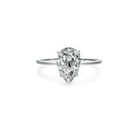 Promise Ring Set, Promise Ring to Myself with Pear Shape 2ct Moissanite Silver Platinum Size H 1/2