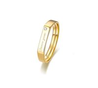 Promise Ring, Set Wedding Ring Geometric Dear You with Round Shape Moissanite 18K Yellow Gold Size M 1/2