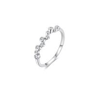 Promise Ring Size P 1/2 Women Half Eternity Real Gold Anniversary Rings with Lab Grown Diamond Solid 18 Karat White Gold Wedding Bands for Women