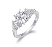 Promise Ring to Myself, Anillo Compromiso Mujer Ring with 4 Claws Round Moissanite 2ct Silver 9K White Gold Size T 1/2