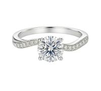 Promise Ring to Myself, Anillos de Promesa para Mujer Twisted Band with Moissanite 9K White Gold Size P 1/2