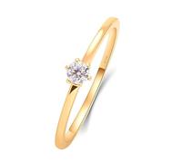 Promise Ring To Myself, Bridal Wedding Ring Tiny Band with Single Created Diamond 0.1ct White Gold 18.1K Yellow Gold Size T 1/2