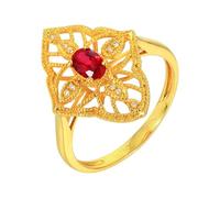 Promise Ring to Myself Lab Created Ruby Rings for Women Sterling Silver 18K Yellow Gold Hollow Out with 0.45CT Ruby and Diamond Size U 1/2 Solid Not Plated Popular for Sister Graduation
