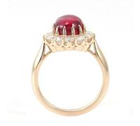 Promise Ring To Myself Lab Made Ruby Ring Yellow 9K Gold Flower with Oval Shape Created Ruby Size N 1/2 Upgrade 3.0 for Ladies Wedding Jewelry