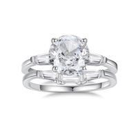 Promise Ring to Myself, Love Friendship Ring Elegant 2ct Round Moissanite 2 Ring Set 18K White Gold Size V 1/2