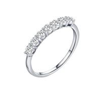 Promise Ring to Myself, Love Friendship Ring Round with White Round Shape Moissanite 9K White Gold Size N 1/2