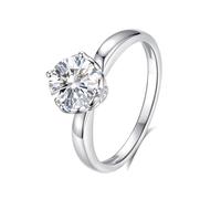 Promise Ring to Myself, Married Ring Classic 1ct Round Moissanite 18K White Gold Size P 1/2