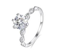 Promise Ring to Myself, Promise Ring Goth Classic 1ct Round Moissanite White Gold Platinum 950 Size P 1/2