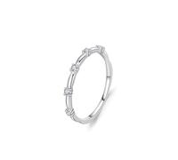 Promise Ring to Myself, Ring Women Stackable Row Design with Round Diamond 9K White Gold Size V 1/2