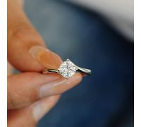 Promise Ring to Myself, Simple Promise Rings for Women 4 Prong 1ct Lab Created Diamond Silver Platinum Size J 1/2