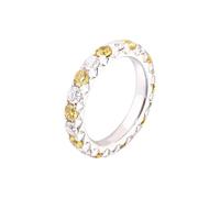 Promise Ring to Myself, Wedding Ring Kit Full with White and Yellow Round Moissanite 3mm 14K White Gold Size P 1/2