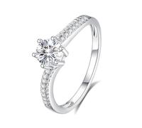 Promise Ring to Myself, Wedding Ring Women with 0.5ct 6 Claws Round Moissanite Silver 18K White Gold Size P 1/2