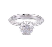 Promise Ring to Myself, White Gold Band Women 14K Classic 6 Claws with 2Ct Round Shape Moissanite Size T 1/2