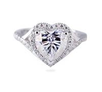 Promise Ring to Myself, White Gold Wedding Band Hers 18K Infinity Heart with 1ct Moissanite Size Q 1/2