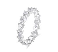 Promise Ring to Myself, Women's Bridal Rings Sets Eternity 4X4mm Heart Moissanite 18K White Gold Size P 1/2