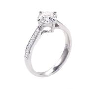 Promise Ring To Self, Band Ring 9K White Gold with 1Ct Round Moissanite Size K 1/2