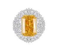Promise Ring to Self, Middle Finger Rings 8.5ct Citrine and Moissanite 18K White Gold Size M 1/2