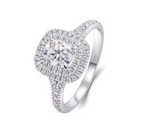 Promise Ring To Self, Pre Engagement Ring 0.7ct 4-Prong Oval Moissanite 18.1K White Gold Size O 1/2