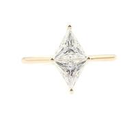 Promise Ring to Self, Promise Ring Band with Double Triangle Moissanite 9K Yellow Gold Size S 1/2