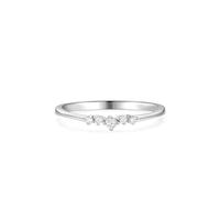 Promise Ring to Self, Promise Ring Dainty Stackable Ring with Lab Created Diamond Silver 14K White Gold Size O 1/2