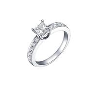 Promise Ring To Self, Promise Ring Vintage Style with Princess Cut Diamond 0.4Ct Platinum Size M 1/2