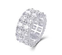 Promise Ring to Self, The Promise Ring 10mm Wide Ring with 2 Rows Of 0.5ct Round Moissanite Silver 18K White Gold Size R 1/2