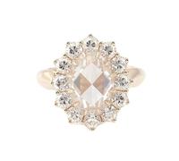 Promise Ring to Self, Womens Rings Wedding Flower with 3Ct Oval Shape Moissanite 9K Gold Size Q 1/2