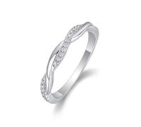Promise Ring Unique, Cute Promise Ring Twisted Infinity Ring with Moissanite Silver 18K White Gold Size N 1/2