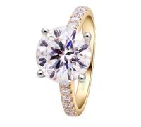 Promise Ring Unique, Rings for Me 4 Prong Round 10x10mm with 4ct Moissanite Gold 14K Yellow Gold Size L 1/2