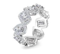 Promise Ring Vintage Style, Marriage Rings for Women 18.1K White Gold Rectangle Water Drop with Moissanite Size T 1/2