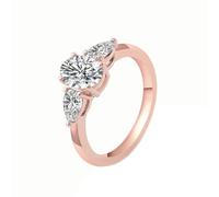 Promise Ring Vintage Style, Rose Gold Wedding Bands for Women 18.1K Oval and Water Drop with Moissanite Size Q 1/2