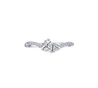 Promise Ring White Gold, Marriage Ring Elegant Twisted Design with 1ct Heart Moissanite Platinum Size M 1/2