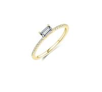 Promise Ring Women, Large Engagement Ring 9K Yellow Gold Rectangle Shape with Moissanite Size S 1/2