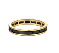 Promise Ring Women, Pretty Rings Gold Simple with Black Rectangle Shape Agate 14K Yellow Gold Size P 1/2