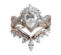 Promise Ring Zircon Ring For Women Handmade Jewelry Dainty Flexible Wrap And Fit To Every Finger (Gold, 8)