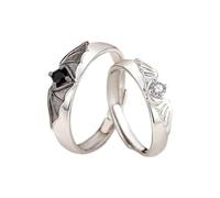 Promise Rings, Black White Jewelry, Couple Matching Bands | Elegant Engagement Design, Meaningful Romantic Gift, for Her Him Women Marriage Birthday Valentine's Day